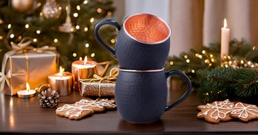 Набір кухлів STAGLIFE з чорної міді - кухлі Moscow Mule з чистої міді, комплект з 2 для чоловіків - мідний кухоль для Moscow Mule, 2 шт. (1 упаковка) з димчастим покриттям