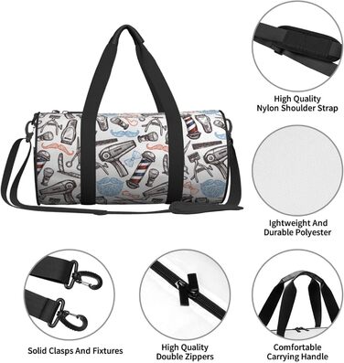 Спортивна сумка-мішок для подорожей, перукарські аксесуари, з принтом, сумка на ніч, чорна, універсальний розмір, дорожня сумка