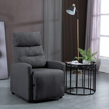 Крісло-реклайнер Mingone з функцією відкидання, сучасне тонке крісло-гойдалку з функцією відкидання на 155, витримує вагу до 150 кг, виготовлене з лляної тканини, темно-сірий колір