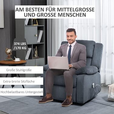 Електричне крісло-реклайнер HOMCOM з підйомником, 3 двигуни, пружинне крісло для телевізора Pocket Spring, нульова гравітація, бічна кишеня та пульт дистанційного керування, сірий