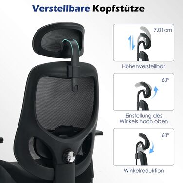 Ергономічне офісне крісло, вантажопідйомність 200 кг, з 4D підлокітниками, робоче крісло з регульованим підголівником, поперековою опорою, функцією гойдання для користувачів з вагою, сітчасте комп&39ютерне крісло