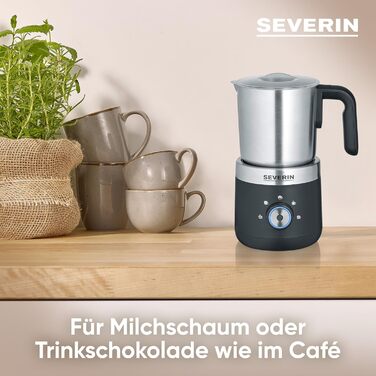 Піноутворювач для молока SEVERIN, електричний піноутворювач для молока з ємністю для молока з нержавіючої сталі, піноутворювач для