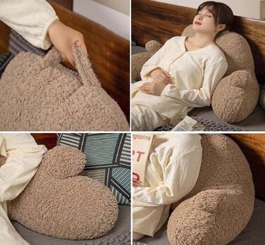 Пухнаста подушка для читання з шерпа-флісу з підлокітниками для сидіння в ліжку, читання, ігор, перегляду телевізора, поперекової підтримки, м&39якої подушки, підставки для дивана, підтримки спини, валика для шиї 68x36 см, кава