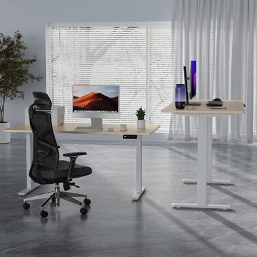 Стіл з регулюванням висоти та двома двигунами, цільна стільниця 25 мм, інтелектуальне керування з 4 налаштуваннями пам&39яті, вантажопідйомність 35 кг, тихий &lt45 дБ (бежевий білий, 160 см x 80 см) Бежевий білий 160 см x 80 см