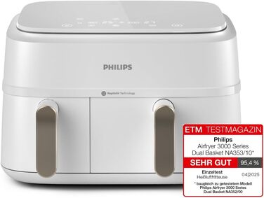 Аерофритюрниця Philips Airfryer 3000 Serie з двома кошиками, Білий, 9 л