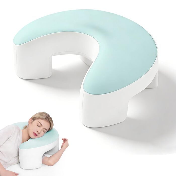 Ергономічна подушка для шиї з піни з ефектом пам&39яті для сну на боці з проймою, ортопедичною підтримкою шиї та плечей. Також підходить для сну на спині та животі. З чохлом, який можна прати.