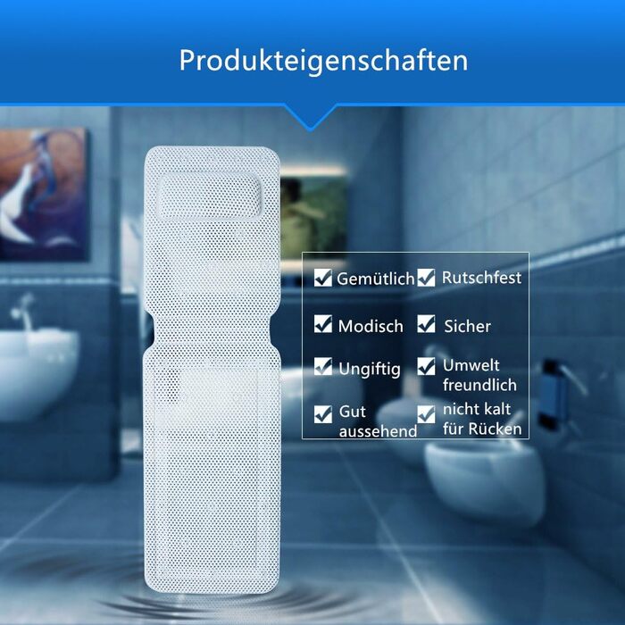 Килимок для ванни Mr.do з подушкою, білий, м&39який, нековзний, антибактеріальний, спінений ПВХ (14,2 x 49,2 дюйма)