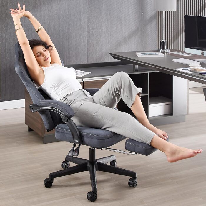 Ігрове крісло Fizzin, ергономічне ігрове крісло з висувною підставкою для ніг, регульованим підголівником, поперековою опорою