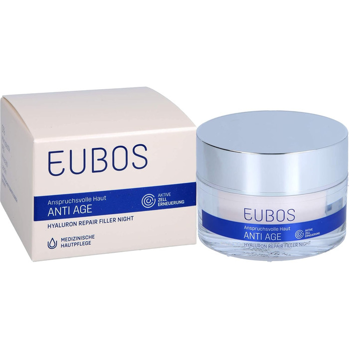 Нічний крем-заповнювач з гіалуроновою кислотою Eubos Hyaluron Repair, 50 мл