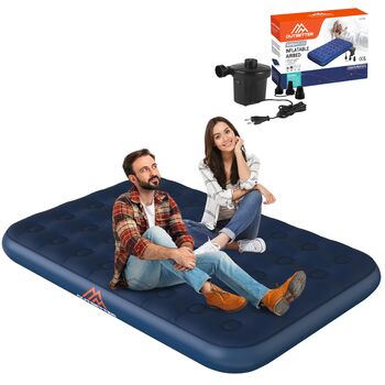 Надувний матрац Vivo Technologies з насосом кондиціонера, водонепроникний надувний матрац, швидко надувається для подорожей та кемпінгу, подвійний двоспальний надувний матрац насос кондиціонера