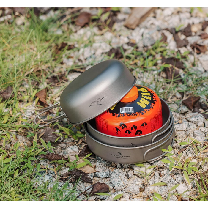 Набір з 3 титанових чаш для кемпінгу та пікніка Boundless Voyage Outdoor Ultralight, титанова каструля