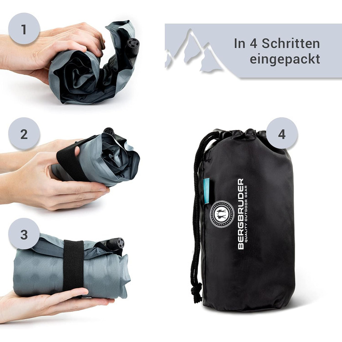 Ультралегка самонадувальна подушка для сидіння - килимок для кемпінгу, термоподушка для вулиці, надувна, сіра, 40 x 30 см