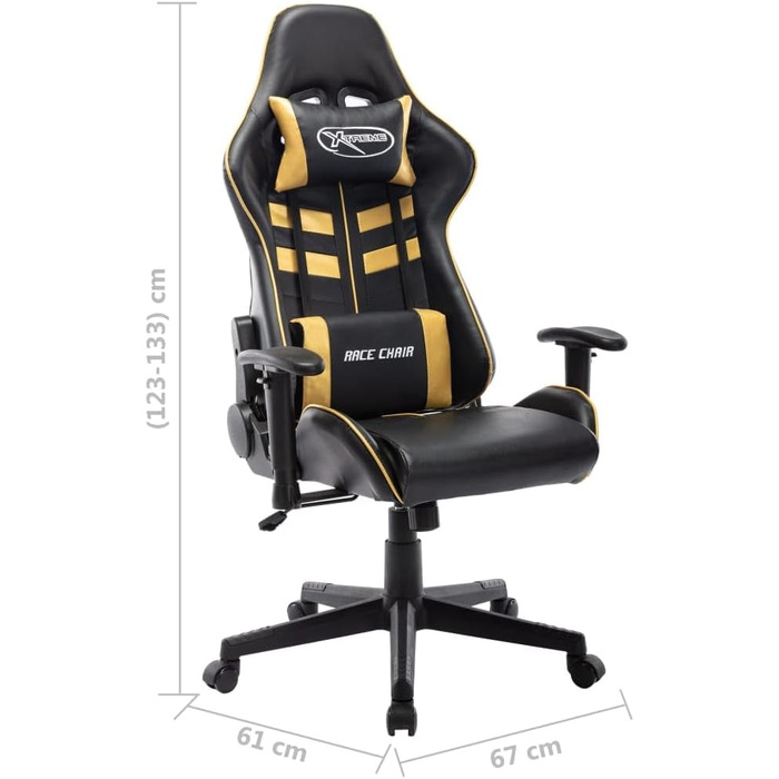 Геймерське крісло, офісне крісло, чорно-золотий колір, штучна шкіра