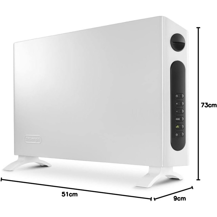 Конвекторний обігрівач De&39Longhi HSX Slim Style HSX4320E - Тепловентиляторний обігрівач з 3 режимами нагріву для швидкого нагрівання, цифровий термостат для контролю температури, 24-годинний таймер, ручки для перенесення, функція захисту від замерзання,