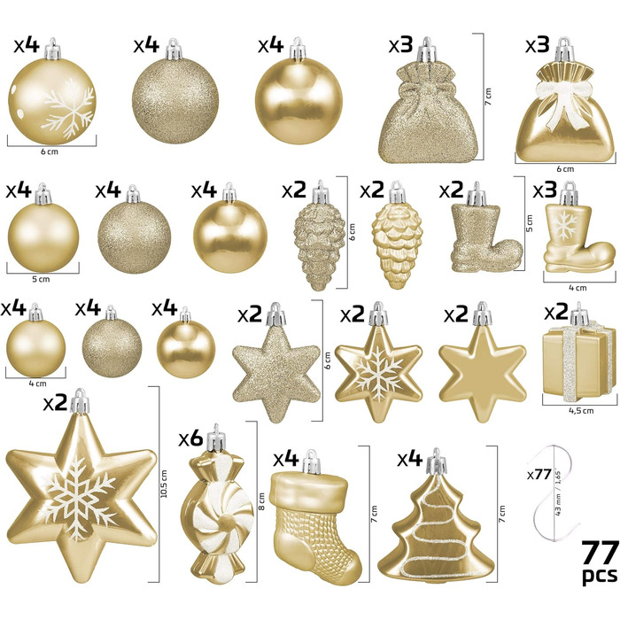 Набір різдвяних кульок 77 шт BRUBAKER