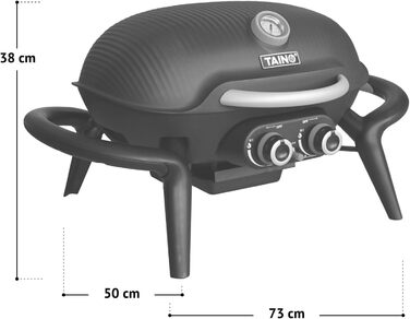Газовий гриль TAINO KENAI, кемпінговий настільний гриль, балконний гриль, газовий, зовнішній, кухонний термометр, литий алюміній, чорний