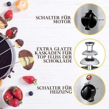 Клатронний шоколадний фонтан Шоколадний фонтан для фруктів і випічки теплий і рідкий шоколад на пізній сніданок, вечірку, Різдво, Новий рік Глибока збірна чаша фонтан з нержавіючої сталі СКБ 3248