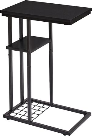 Журнальний столик YMYNY C-подібної форми, елегантний маленький диван-столик, промисловий дизайн, диван-столик 40 x 26 x 61,5 см, стіл для вітальні, спальня, вітальня, чорний HST004B, комплект з 1 предмета, чорний