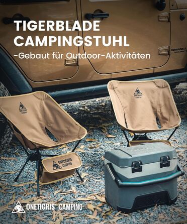 Складаний кемпінговий стілець OneTigris TIGERBLADE, вантажопідйомність 150 кг, легка трикутна рама, надлегкий складний стілець з 2 боковими кишенями для активного відпочинку та походів, колір койот-коричневий