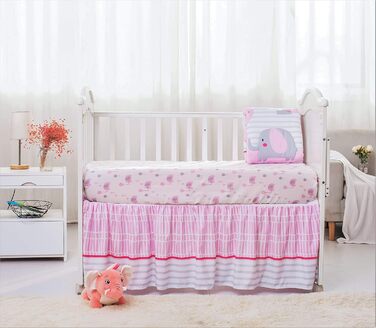 Комплект постільної білизни в дитячу колиску La Premura Baby Elephant для дівчаток - рожевий слон і повітряні кульки з 3-х частин