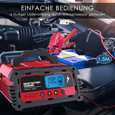 Автомобільний зарядний пристрій 12/24В 5/10/25А Зарядний пристрій Автомобільний повністю автоматичний 6-ступінчастий зарядний прис