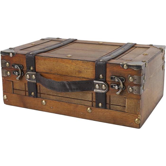 Скриня з кедрового дерева Dioche, портативна дерев&39яна скриня з потертим виглядом, футляр для зберігання одягу, іграшок та реквізиту античне бронзове покриття з ручкою зі штучної шкіри ідеально підходить для домашнього декору та повсякденного вико