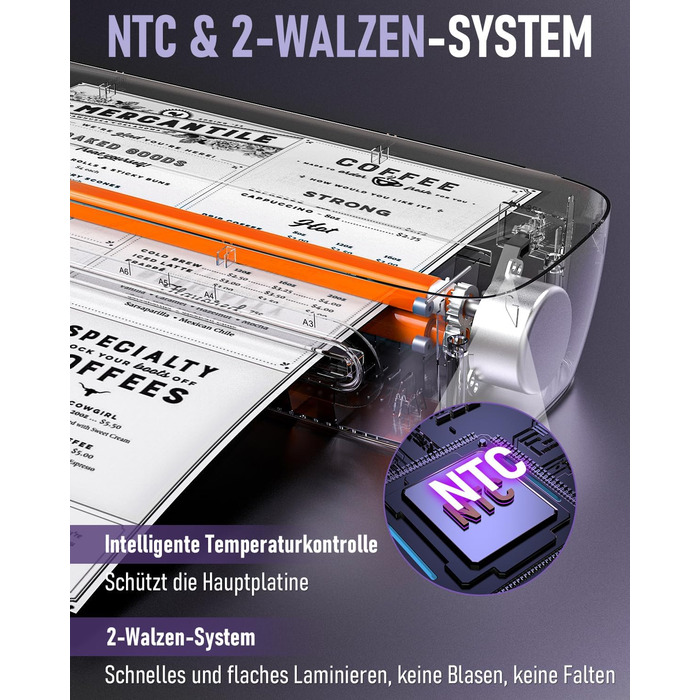 Ламінатор A3 з 30 ламінувальними пакетами, гарячий та холодний ламінатор для паперів A3, A4, A5 та A6, ламінатор 9-в-1 з різаком для паперу та закруглювачем кутів, ламінатор для школи, дому, офісу та файлів (фіолетовий)