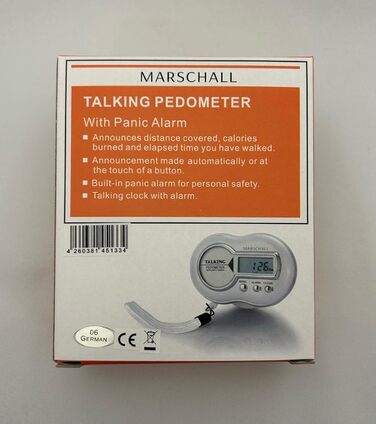 Крокомір Marshall німецькою мовою I 1361 I З тривожною сигналізацією для стримування в надзвичайних ситуаціях I Голосове повідомлення про споживання калорій, кількість кроків, відстань, час