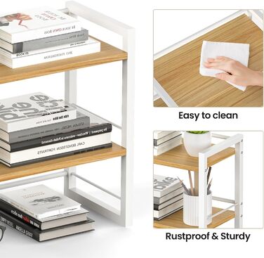 Дерев&39яний органайзер для полиць THYGIFTREE, полиця для зберігання речей на столі, книжкова полиця, полиця для робочого столу та комод (білий)