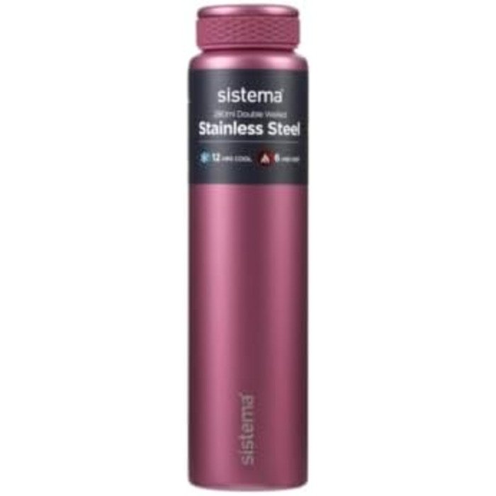 Пляшка для води Sistema Hydrate з нержавіючої сталі 280 мл Без BPA Пляшка для води з подвійними стінками та вакуумною ізоляцією Зберігає рідини гарячими та холодними Різні кольори