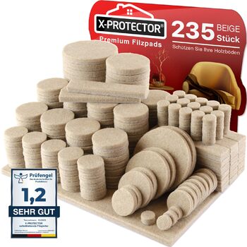 Набір самоклеючих фетрових накладок для меблів, 235 шт., бежеві X-Protector