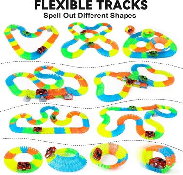 Іграшка Fajiabao Car Racing Track для 3-річних хлопчиків - 240 деталей Гнучка гоночна траса з 2 світловими автомобілями Іграшкова