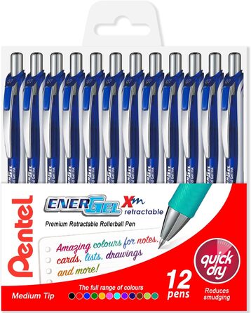 Друкарська гелева ручка Pentel EnerGel XM BL77, 0,7 мм, 54 перероблена, синє чорнило, 12 шт. у футлярі