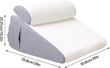 Подушка-клин для сну, подушка-клин для читання для ліжка та дивана, як подушка для ніг або спини, рефлюксна подушка для ліжка та дивана, клин для матраца для дорослих, клин для рефлюксної подушки (біла)