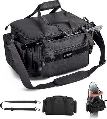 Сумка для риболовлі Goture, водонепроникна сумка через плече з мяким боком, регульований ремінь для вудки, рюкзак для риболовлі з мякими лямками та неслизьким дном Чорний Чорний 40 см*30 см*24 см