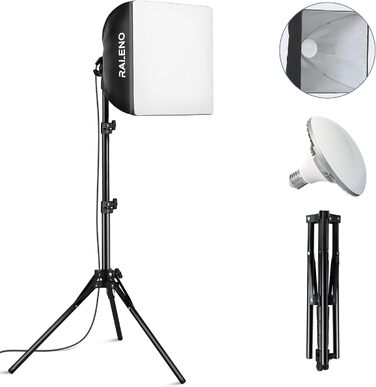 Набір фотоламп RALENO Softbox, 40 x 40 см, світлодіодне студійне світло для фотографії зі світлодіодними лампами 50 Вт 5500K, 97 CRI Light Box PS075-Grey