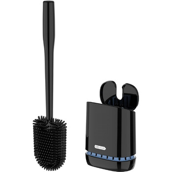 Щітка для туалету з тримачем, щітки для туалету з настінним тримачем для ванних кімнат, чорна