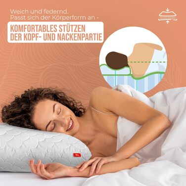 Комплект із 2 стьобаних преміум-подушок, 50x90 см, гіпоалергенний - проти кліщів - без запаху, готовий до використання - регульована жорсткість (комплект із 2 шт., 50x90 см)