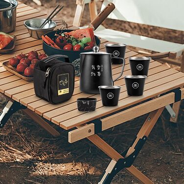 Набір для чаювання в дорозі, похідний набір для чаю, китайський чайний сервіз з нержавіючої сталі Аксесуари для подачі чаю, похідна плитка, 4 чашки, термостійкий