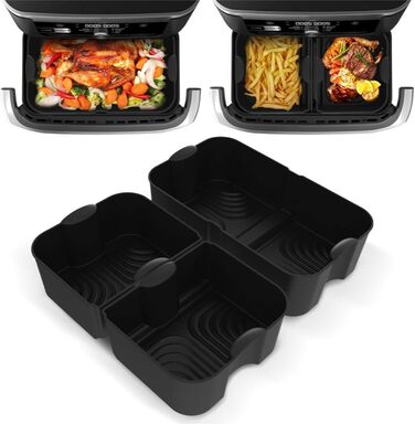Аксесуари для фритюрниці Higher Ninja Foodi Flexdrawer 10.4 л AF500DE, фритюрниця з силіконовою формою, аксесуари для фритюрниці Ninja AF500EU AF500EUCP (3 шт. и, чорна)