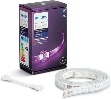 Подовжувач Philips Hue White & Color Ambiance Lightstrip Plus (1 м), світлодіодна стрічка з регулюванням яскравості для системи освітлення Hue з 16 мільйонами кольорів, інтелектуальне керування освітленням за допомогою голосу або програми