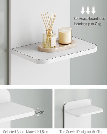 Полиця Hzuaneri, 7-рівнева окремостояча полиця, сучасний дизайн книжкової шафи, настінна полиця, книжкова шафа, окремостояча або настінна, для кабінету, вітальні, спальні, 24 x 30 x 186 см, білий BC88803X