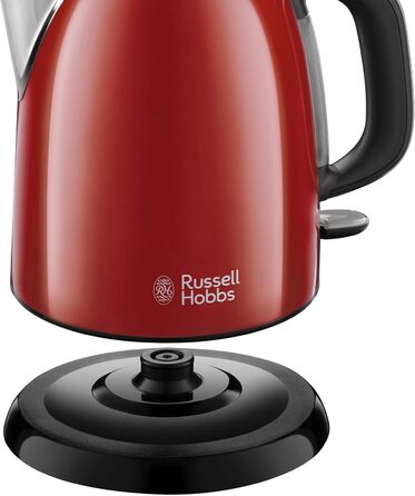 Чайник Russell Hobbs малий 1,0 л Кольори Нержавіюча сталь Червоний (2400 Вт, функція приготування під тиском, знімний фільтр від накипу, зовнішній індикатор рівня води, маленький туристичний чайник) Чайник 24992-70