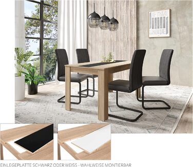 Обідній стіл byLIVING Nori/Сучасний кухонний стіл під дуб/Двосторонній висувний стіл чорного або білого кольору/Великий стіл / 160 x 90, В 75 см 160 x 90, В 75 см Коричневий