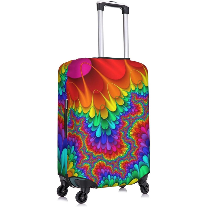 Чохол для валізи Райдужний тай-дай - червоний принт, еластичний захист від подряпин та пилу, чорний, розмір 85