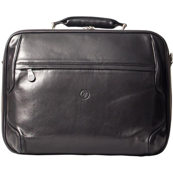 Італійська розкішна шкіряна сумка для ноутбука Volterra в чорному кольорі