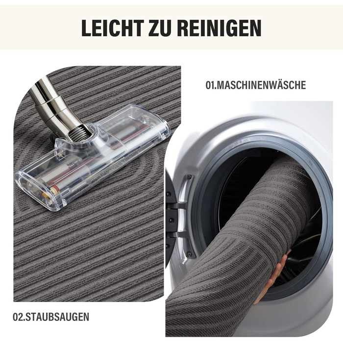 Килимок для вловлювання бруду FEOMOS для приміщень/зовнішнього використання 50x80 см, нековзний абсорбуючий килимок для дверей, який можна прати та міцний, для вхідних дверей, коридору, балкону, кухні - сірий