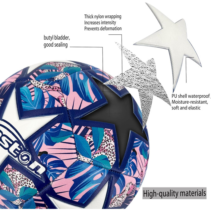 Футбольний м&39яч Senston з насосом, м&39який на дотик, розмір 4 / розмір 5 для трави та штучного покриття, тренувальний футбольний м&39яч для початківців, сімей та гравців-аматорів, рожевий, розмір 5