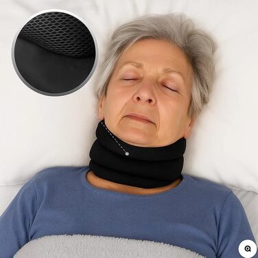 Ергономічна підтримка шиї від напруги, хропіння та апное (Чорний, M (40 см)) Чорний M (40 см)