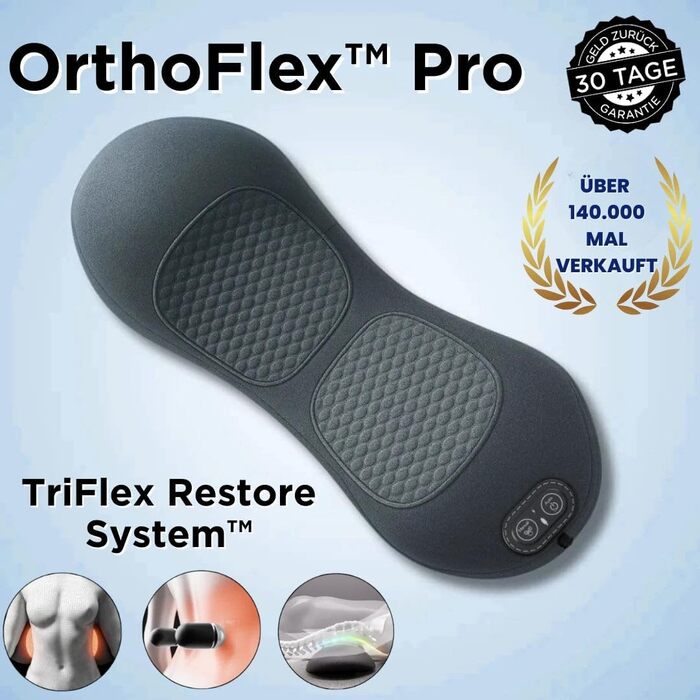 Масажер для спини Dr. Vitalex 3-в-1 OrthoFlex Pro, електрична подушка для поперекової підтримки з підігрівом та вібрацією, масажер для попереку та хребта, темно-сірий, 59*23*8 см